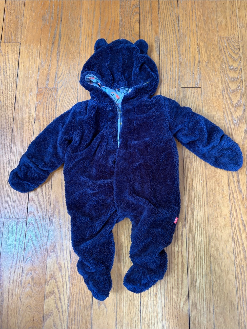 Magnetic Me Navy Plush Hooded Baby Footie with Ears